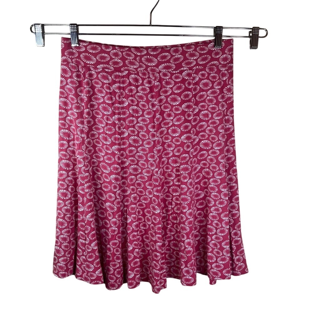 BODEN Women's Size 12 Regular Rosy Pink Flare Knit Skirt Viscose Floral Office
